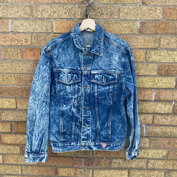 Vintage 1986 Georges Marciano For Guess Denim Jacket Men's Acid Wash Jean Medium - Picture 2 of 10